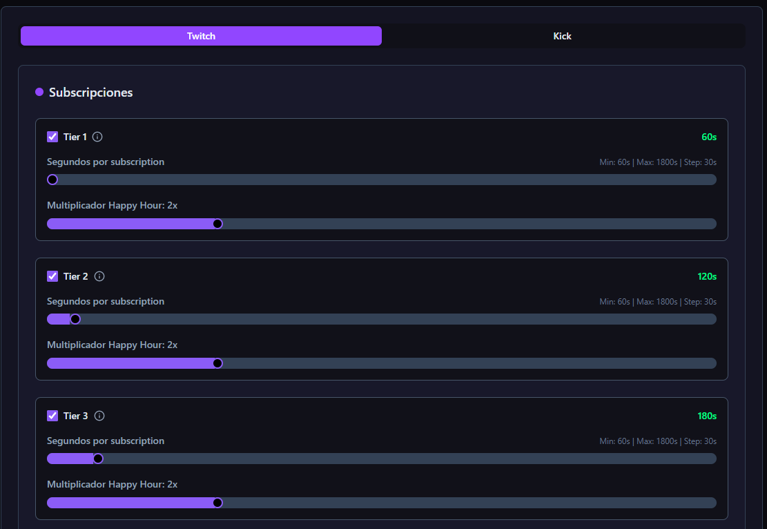 Panel de Configuración