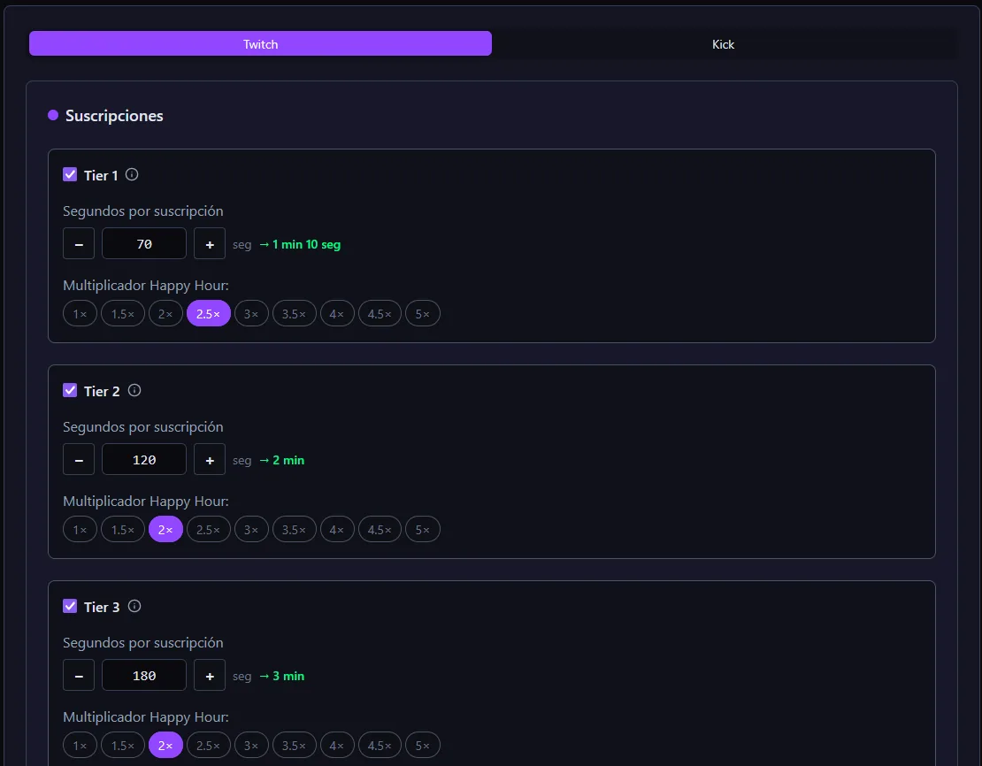 Panel de Configuración